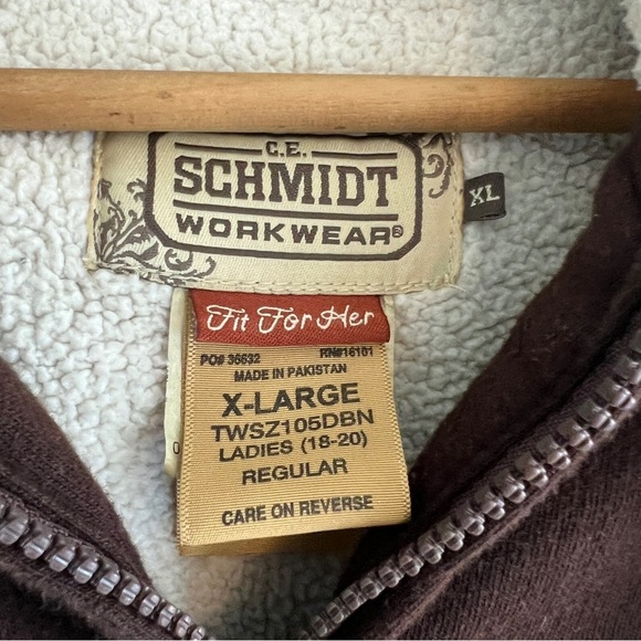 C.E. SCHMIDT WORKWEAR Fit For Her Sherpa Lined Zip Hooded Jacket Brown Size XL - Picture 3 of 8